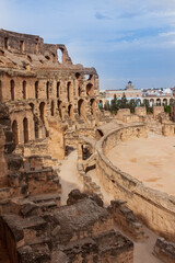 View of the Colosseum wall in El -Djem in Tunisia.