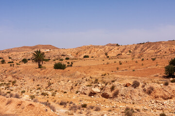 Fototapeta na wymiar Mountains around Matmata in Tunisia.