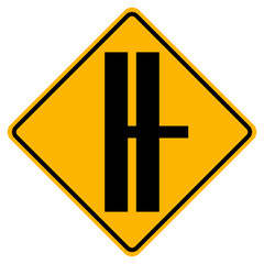 Warning signs Highway intersection ahead and T-Junction Traffic Road on white background