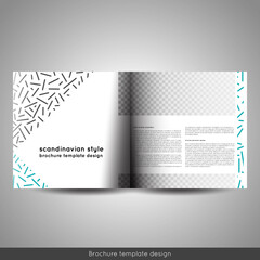 Scandinavian style business or educational template bi fold square brochure design layout, flyer or booklet.