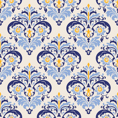 Fototapeta premium Seamless colorful pattern in turkish style. Vintage decorative elements. Hand drawn background. Islam, Arabic, Indian, ottoman motifs. Perfect for printing on fabric, ceramic tile or paper. Vector