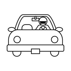 Obraz premium pictogram car driver wearing medical mouth mask, line style