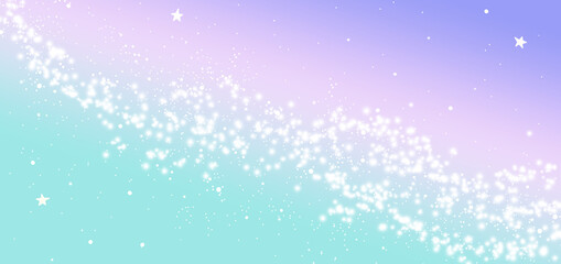 Sparkling Milky Way on purple and light green background