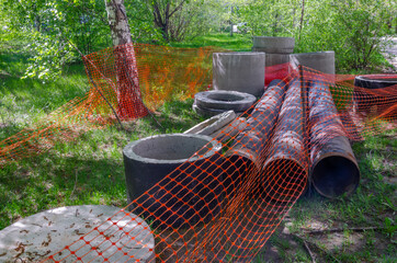 Steel pipes and concrete rings