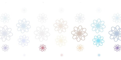 Light Blue, Red vector doodle pattern with flowers.