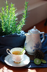 Afternoon tea break Use rosemary herbs to help add scents and lemons to add flavor.