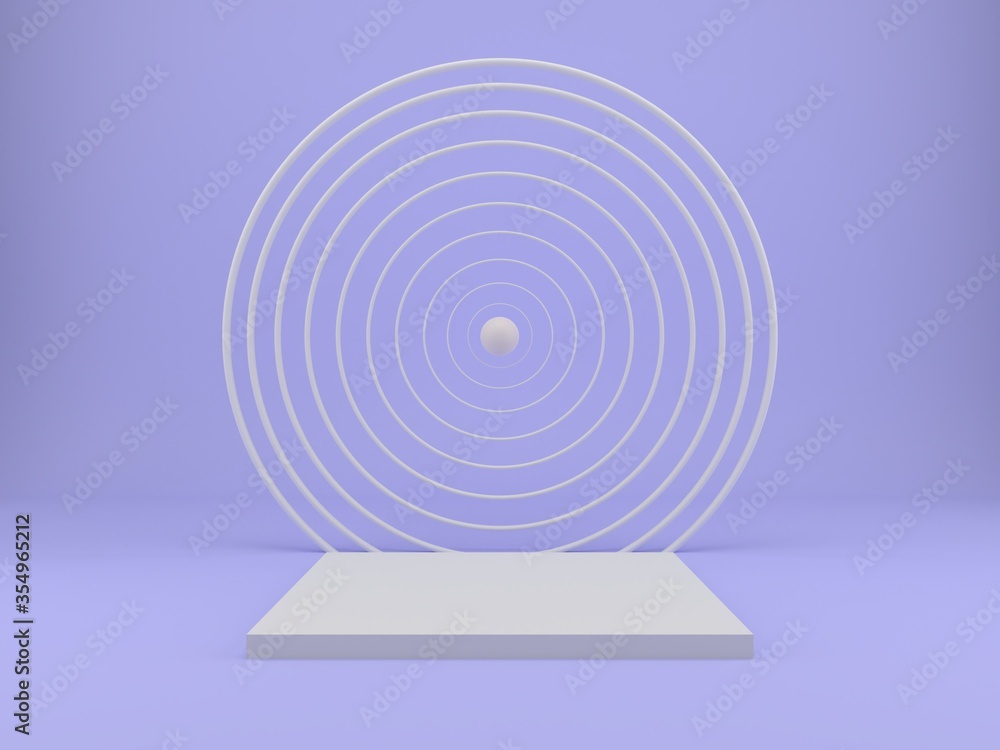 Poster 3d rendering studio with geometric shapes, podium on the floor. platforms for product presentation, 
