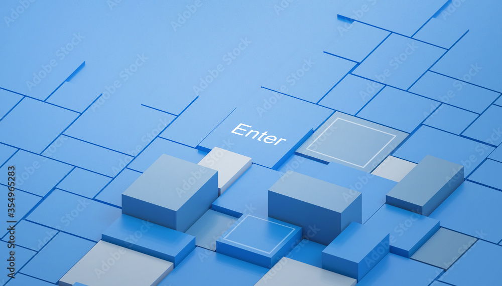 Poster creative idea technology and random square shapes geometric modern with business concept on blue mon