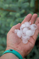 Large hailstone on the male palm