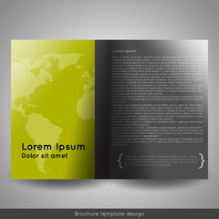 Corporate bi-fold brochure template design. Annual report, presentation, book cover or flyer. Stock vector.