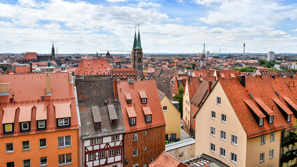 View over the Franconian city Nuremberg in Bavaria (Germany)