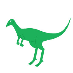 Obraz na płótnie Canvas Cute Hypsilophodon isolated on white background. Green Herbivorous dinosaur. Extinct reptile. Jurassic creature. Flat style drawing. Funny design for print, shirt. Fun stock vector illustration.