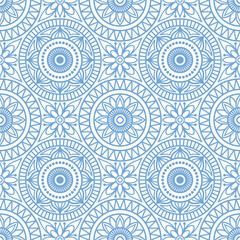 Fototapeta na wymiar Seamless background Eastern style. Mandala ornament. Arabic Pattern. Elements of flowers and leaves. Vector illustration. Use for wallpaper, print packaging paper, textiles.