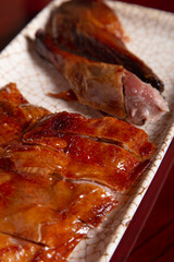 Closed image of Peking lacquered duck. Vertical image