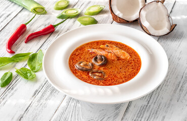 Portion of Tom Yum soup