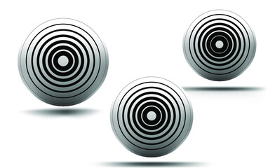 white cube on a light background with black rings. Vector illustration of modern minimalism. EPS 10