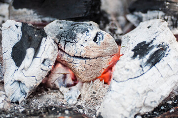 hot coals burning in the fireplace
