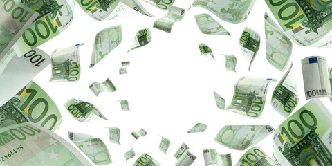 Money background. Hundred european euro.Business cash money falling. Euro money falling cash.