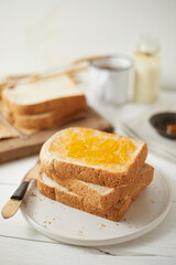 Delicious toasts with sweet jams.