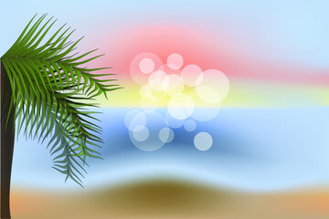 Obraz na płótnie Canvas summer time with abstract leaves. summer background. sea, sun, sand. vector illustration. modern background. eps 10