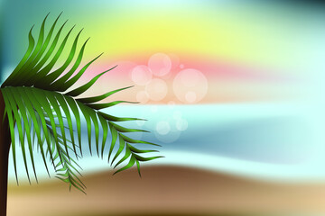 Obraz na płótnie Canvas summer time with abstract leaves. summer background. sea, sun, sand. vector illustration. modern background. eps 10