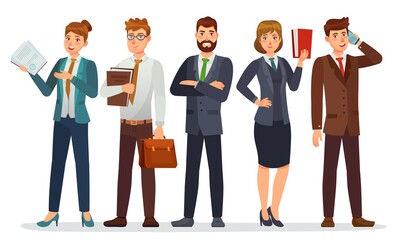 Lawyers team. Legal department, business or financial lawyer. Professional attorneys cartoon characters vector illustration. Lawyer team professional, people consultant character