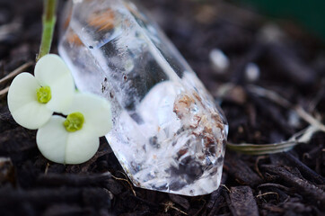 High Quality Clear Quartz with Hematite inclusions. Healing stone with Unique formations, Quartz...