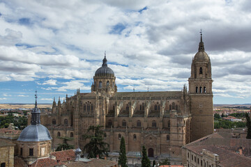 Fototapeta premium Panoramic aerial new Cathedral of Salamanca, Castilla, Spain