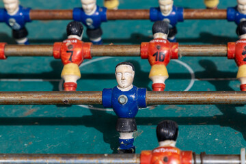 Old retro figures for playing table football.