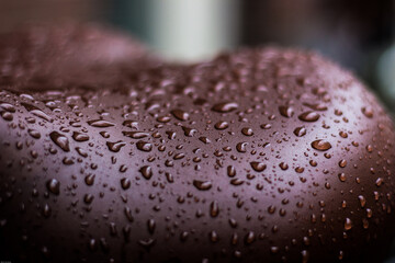 close up of a wet leather chair