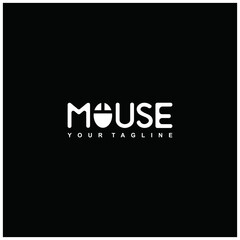latter mouse negative space logo vector illustration