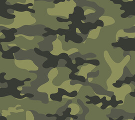 
Green camouflage classic pattern for printing clothes, fabrics. Vector