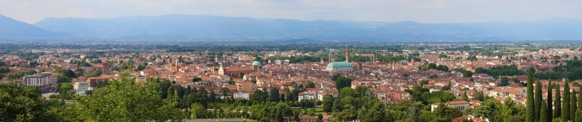 Fototapeta na wymiar wide panoramic View of Vicenza City in Italy