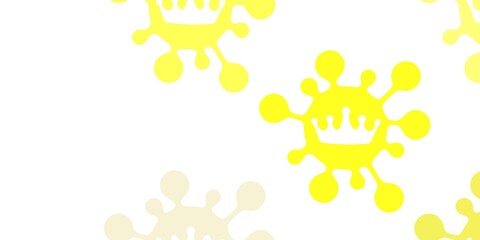 Light yellow vector background with covid-19 symbols.