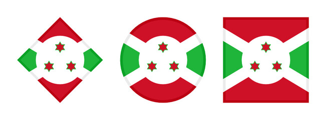 burundi flag icon set. isolated on white background 