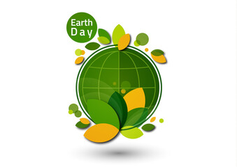 Earth Day, save the earth. Green world, environment and ecology concept. Vector