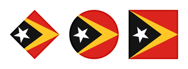 east timor flag icon set. isolated on white background
