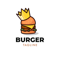 Simple and minimalist burger fast food restaurant mascot logo design template vector