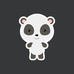 Cute funny baby panda sticker. Adorable animal character for design of album, scrapbook, card, poster, invitation