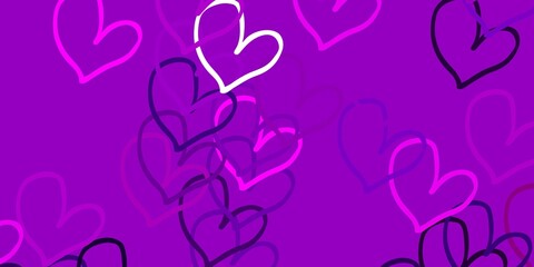 Light Purple vector background with hearts.