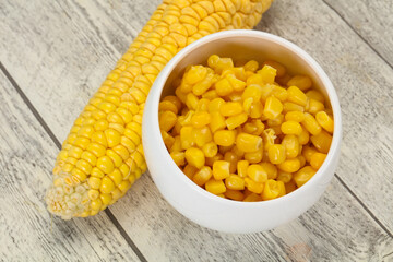 Young corn seeds in the bowl