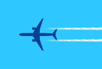 Blue airplane icon, vector illustration