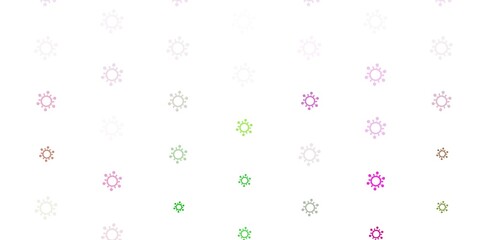Light Pink, Green vector pattern with coronavirus elements.