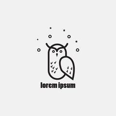 Owl logo simple line design vector