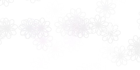 Light Pink, Yellow vector doodle template with flowers.