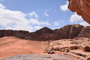 The endless expanses of the desert landscape of Wadi Rum, Jordan