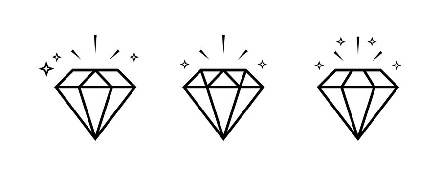 Diamond icon. Brilliant outline vector isolated icon. Set of   diamond vector icons. Royal diamond vector icons.
