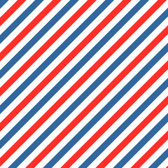 Barber colored liner background. Blue red vector pattern. Diagonal stripe pattern.