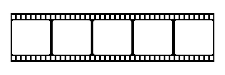Film strip icon. Vector isolated element. Film strip roll black icon. Video tape photo film strip frame vector.