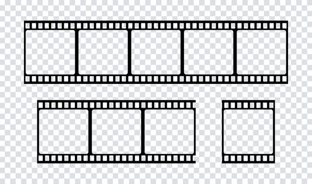 Film strip icon. Vector isolated element. Film strip roll black icon. Video tape photo film strip frame vector.